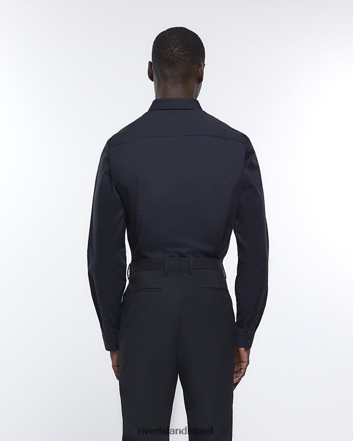 לבוש River Island חולצה עם שרוולים ארוכים בגזרה דקיקה שָׁחוֹר גברים BDZ4082545