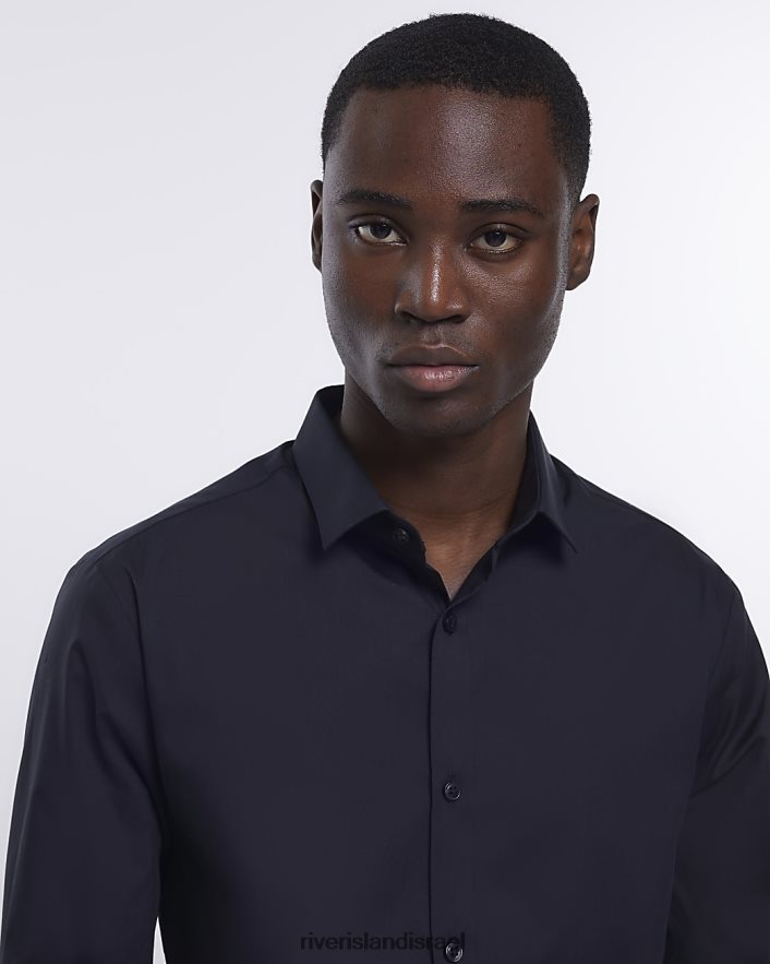 לבוש River Island חולצה עם שרוולים ארוכים בגזרה דקיקה שָׁחוֹר גברים BDZ4082545