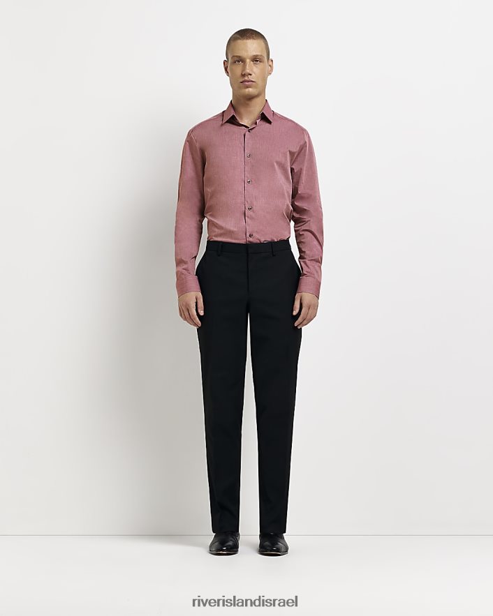 לבוש River Island חולצה עם שרוולים ארוכים בגזרה דקיקה ורוד כהה גברים BDZ4082548