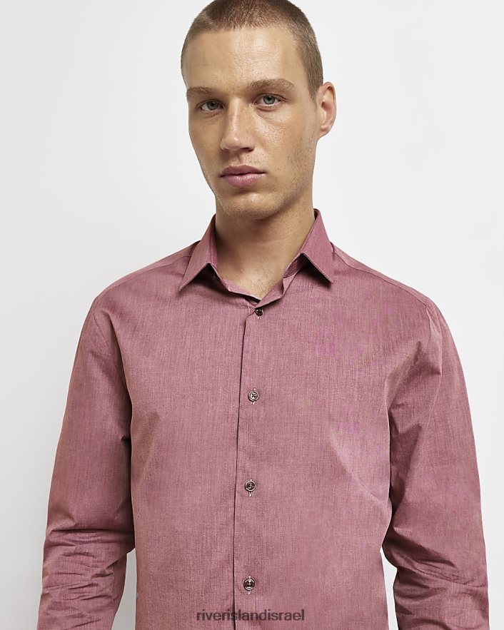 לבוש River Island חולצה עם שרוולים ארוכים בגזרה דקיקה ורוד כהה גברים BDZ4082548