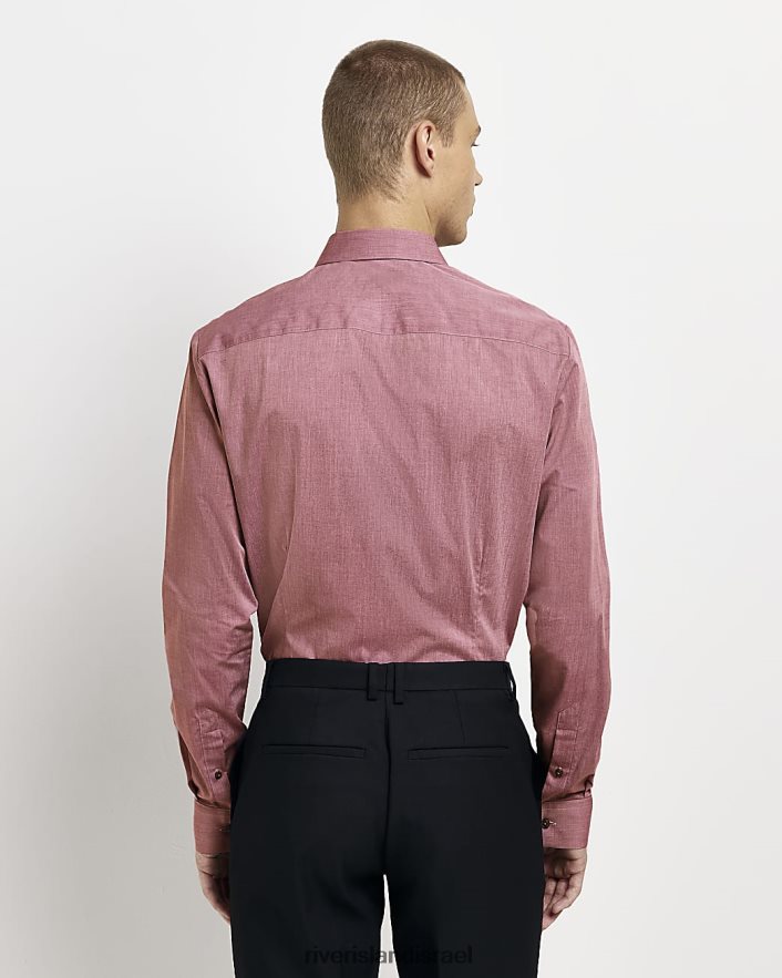 לבוש River Island חולצה עם שרוולים ארוכים בגזרה דקיקה ורוד כהה גברים BDZ4082548