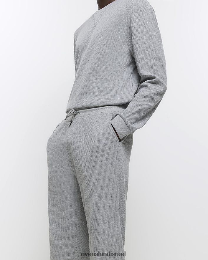 לבוש River Island טרקלין וופל בכושר רגיל אפור גברים BDZ4082553