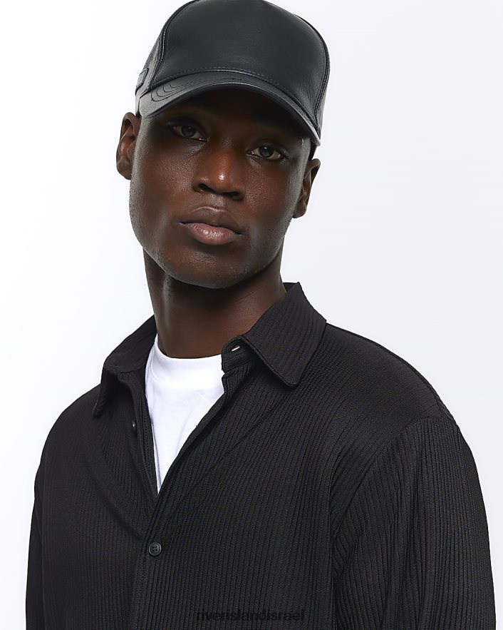 לבוש River Island חולצה עם שרוולים ארוכים בכושר רגיל שָׁחוֹר גברים BDZ4082555