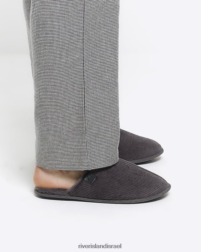 הַנעָלָה River Island כפכפי קורדרוי אפור גברים BDZ4082569