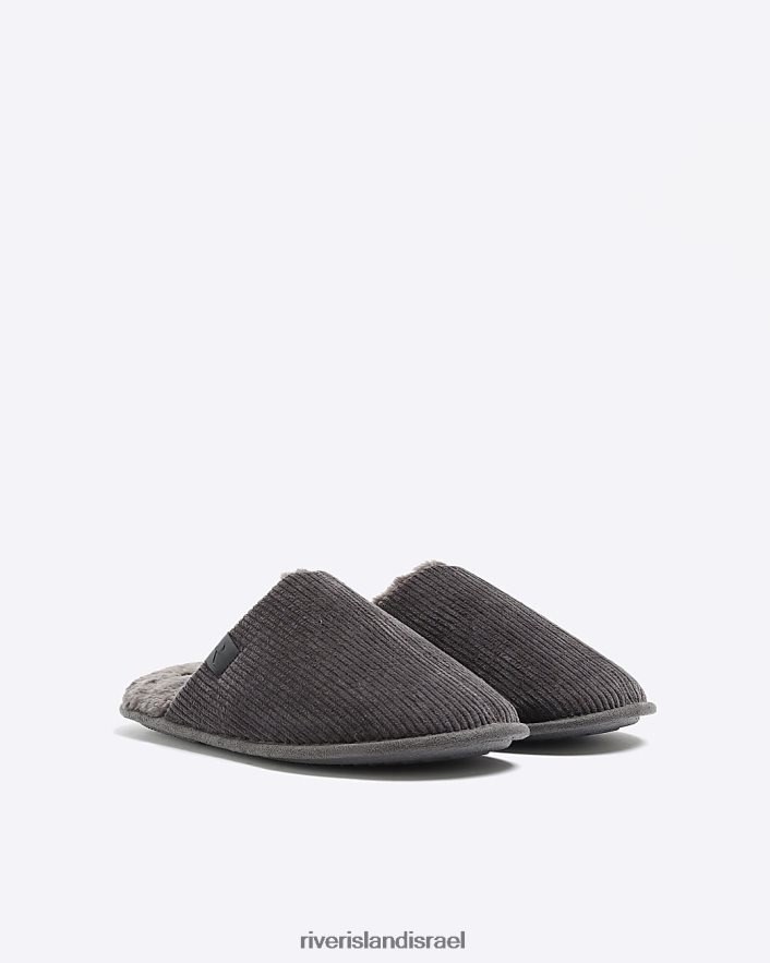 הַנעָלָה River Island כפכפי קורדרוי אפור גברים BDZ4082569