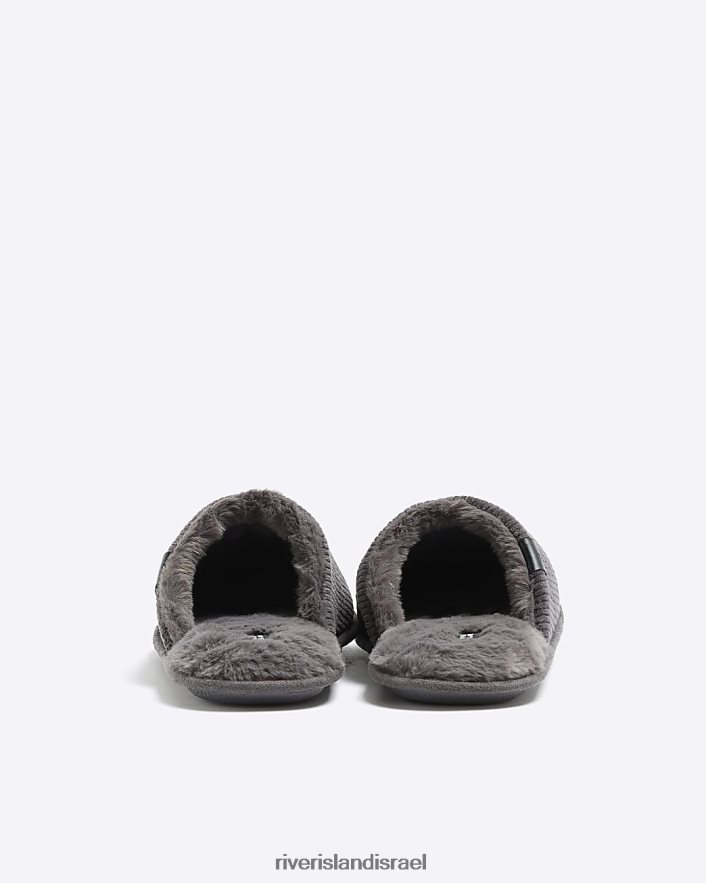 הַנעָלָה River Island כפכפי קורדרוי אפור גברים BDZ4082569