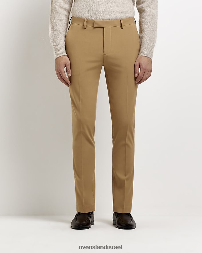 לבוש River Island מכנסי חליפה סופר סקיני חום גברים BDZ4082573