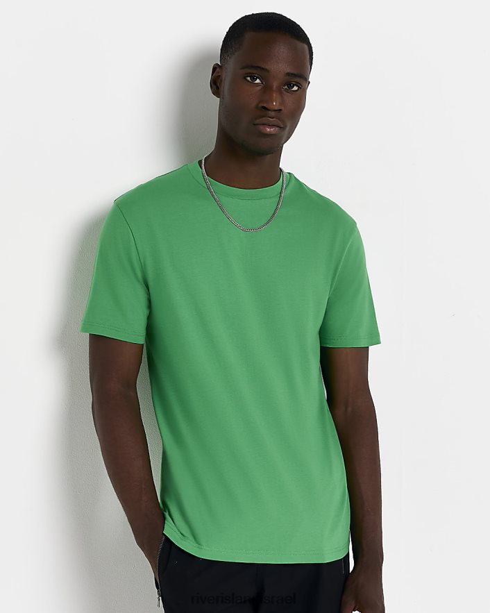 לבוש River Island חולצת טריקו בגזרה דקיקה ירוק גברים BDZ4082579