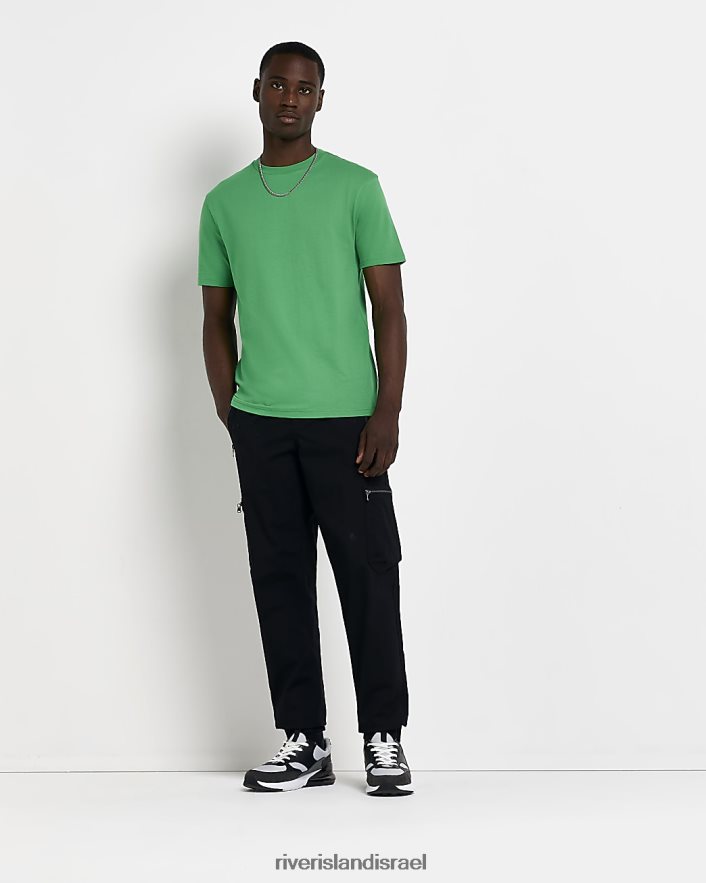 לבוש River Island חולצת טריקו בגזרה דקיקה ירוק גברים BDZ4082579