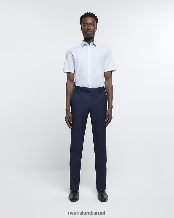 לבוש River Island חולצה עם שרוולים קצרים בגזרה דקיקה כְּחוֹל גברים BDZ4082587