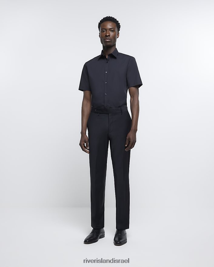 לבוש River Island חולצה עם שרוולים קצרים בגזרה דקיקה שָׁחוֹר גברים BDZ4082588