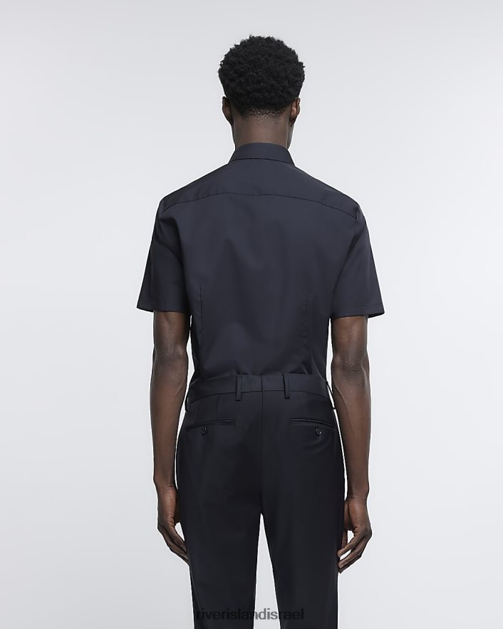 לבוש River Island חולצה עם שרוולים קצרים בגזרה דקיקה שָׁחוֹר גברים BDZ4082588