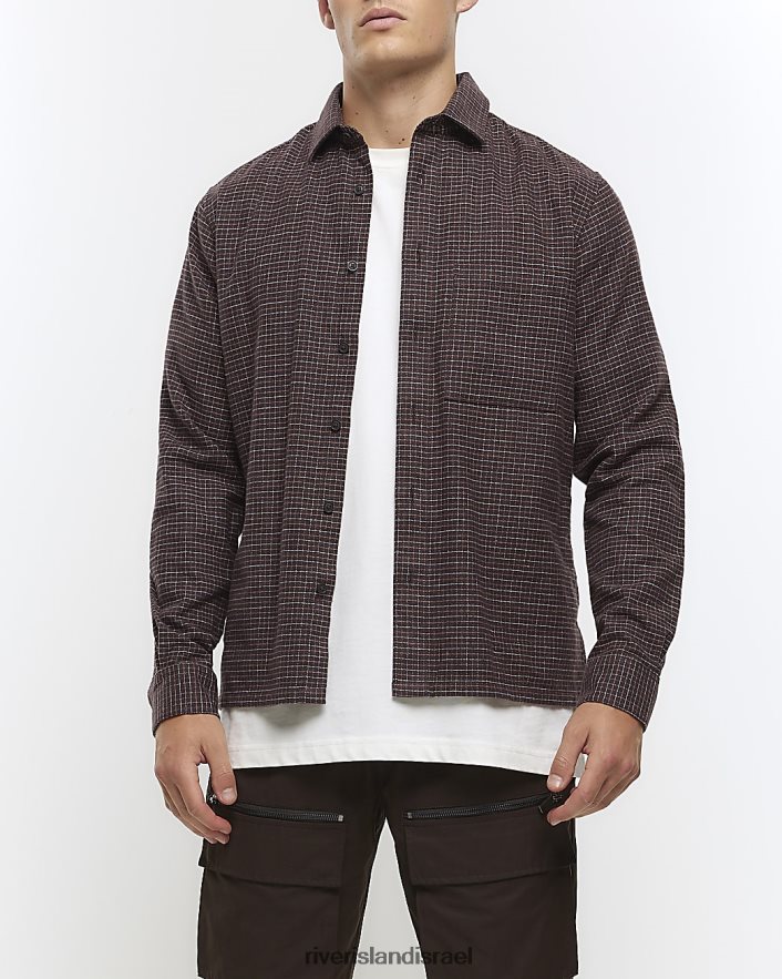 לבוש River Island חולצה בגזרה רגילה חום גברים BDZ4082598