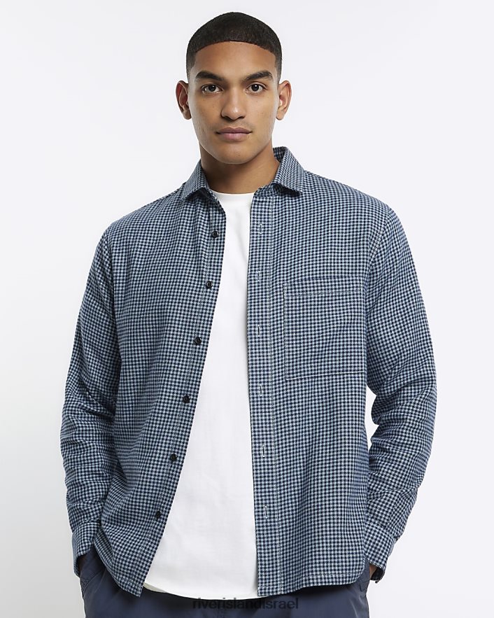 לבוש River Island חולצה בגזרה רגילה חיל הים גברים BDZ4082599