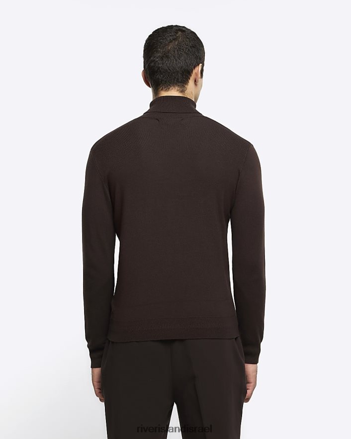 לבוש River Island מגשר עם צוואר מגולגל בגזרה דקיקה חום גברים BDZ4082602