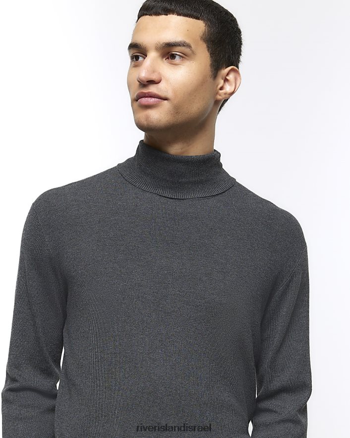 לבוש River Island מגשר עם צוואר מגולגל בגזרה דקיקה אפור גברים BDZ4082603