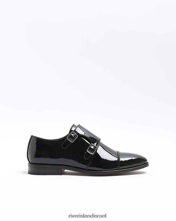 הַנעָלָה River Island נעלי נזיר פטנט שָׁחוֹר גברים BDZ4082617