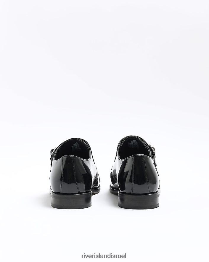 הַנעָלָה River Island נעלי נזיר פטנט שָׁחוֹר גברים BDZ4082617