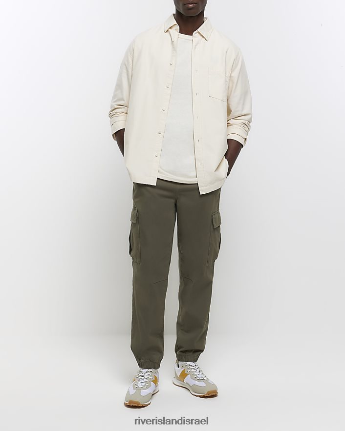 לבוש River Island חולצת אוקספורד עם שרוולים ארוכים בכושר רגיל אקרו גברים BDZ4082624