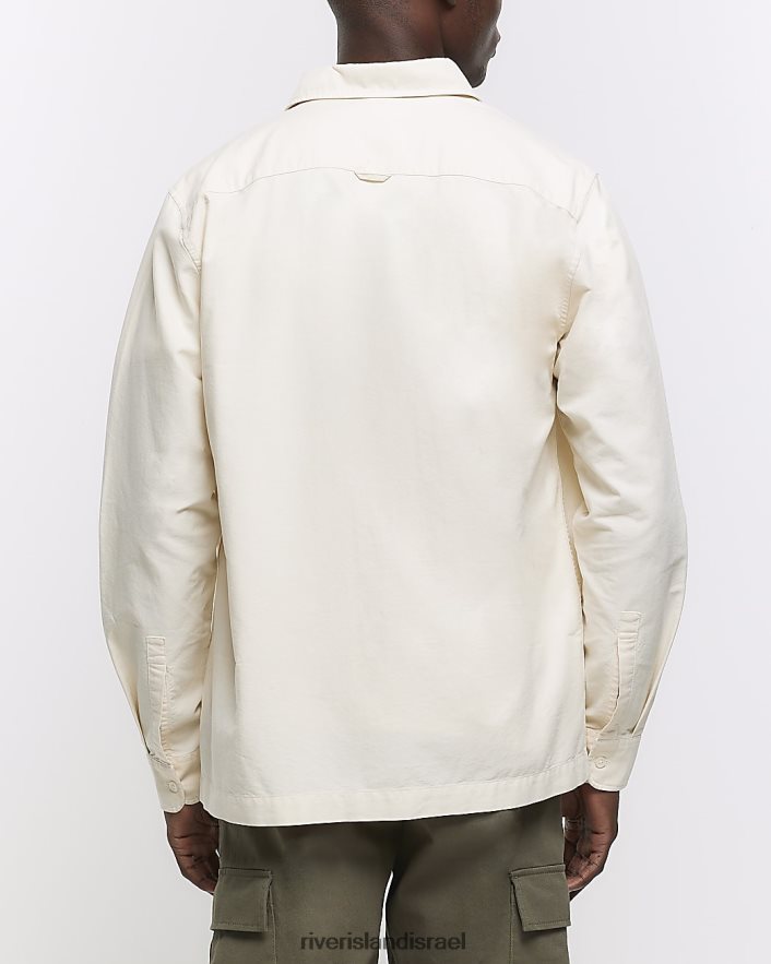 לבוש River Island חולצת אוקספורד עם שרוולים ארוכים בכושר רגיל אקרו גברים BDZ4082624