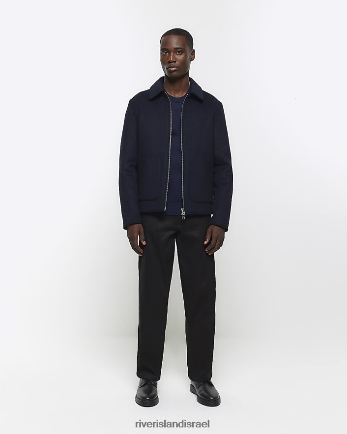 לבוש River Island מגשר עם צווארון דק בכושר חיל הים גברים BDZ4082637