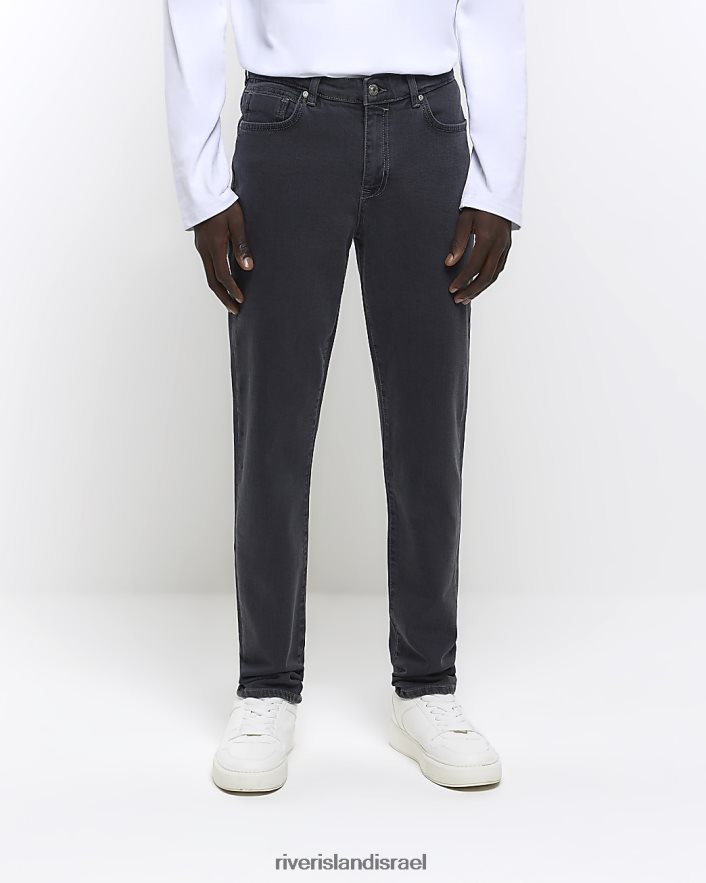לבוש River Island ג'ינס דהוי בגזרה דקיקה אפור גברים BDZ4082644