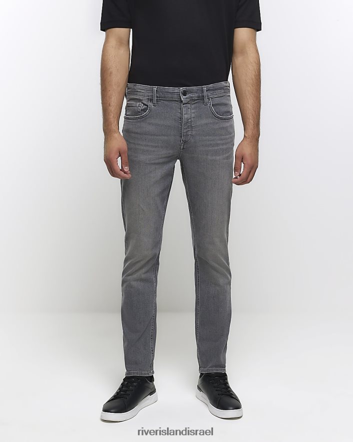 לבוש River Island ג'ינס בגזרה דקיקה אפור גברים BDZ4082645
