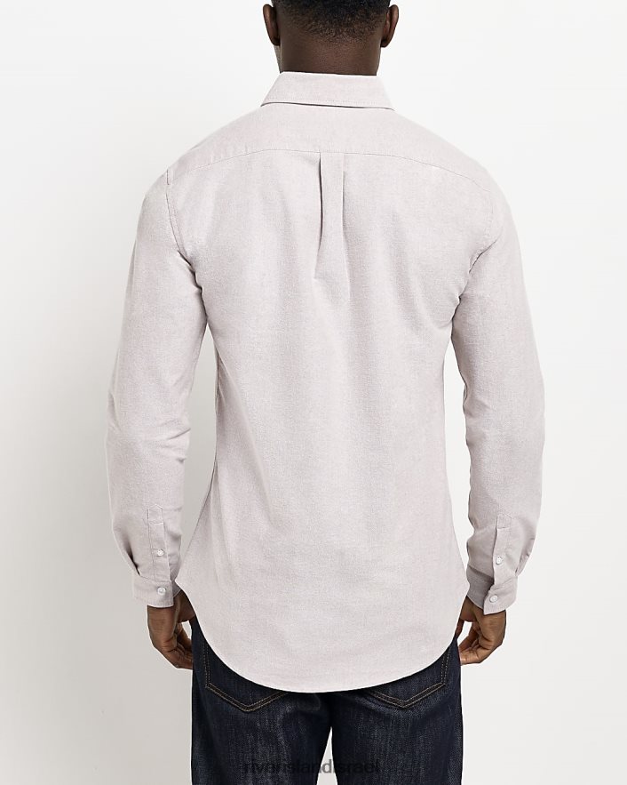 לבוש River Island חולצת אוקספורד בגזרה דקיקה אֶבֶן גברים BDZ4082647