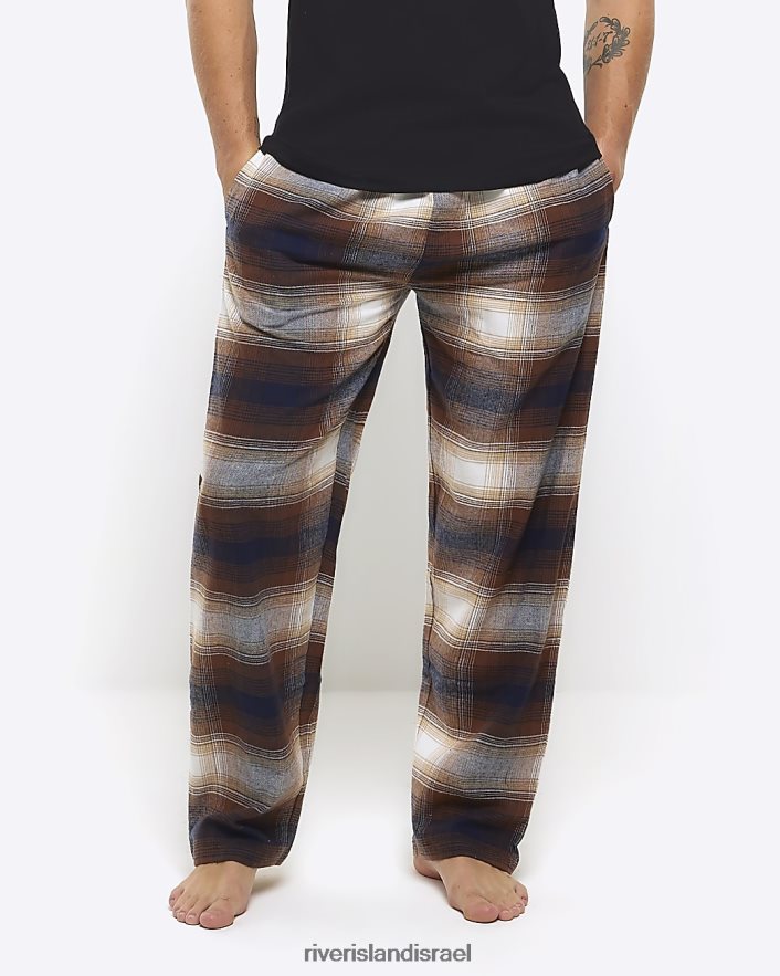 לבוש River Island תחתוני פיג'מה בהתאמה רגילה בז' גברים BDZ4082653