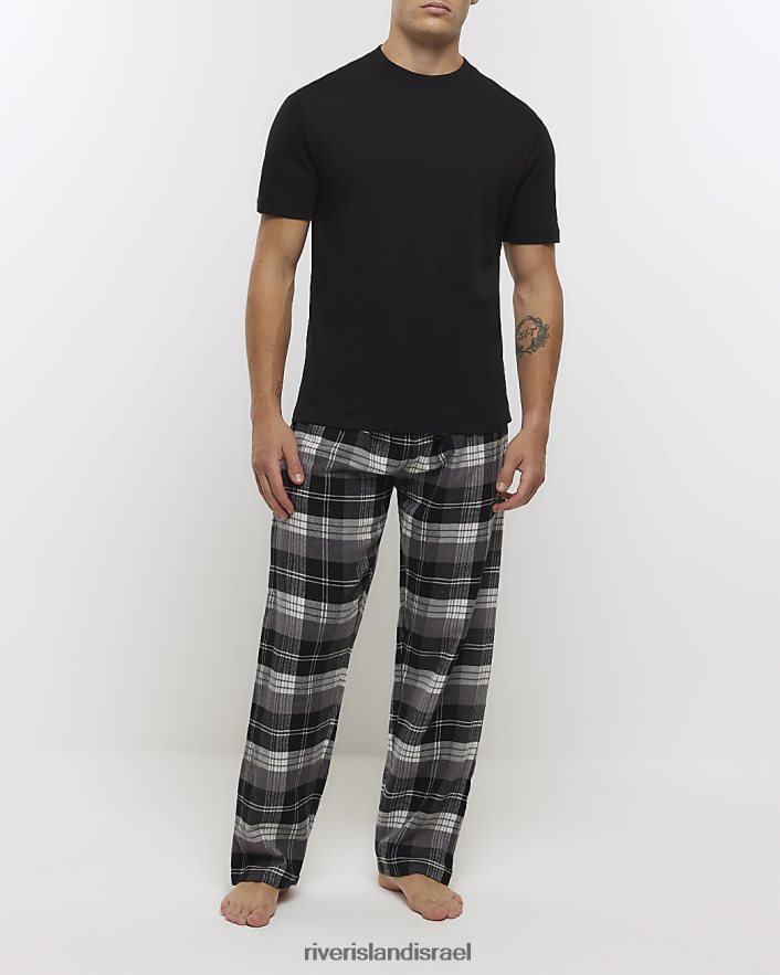 לבוש River Island תחתוני פיג'מה בהתאמה רגילה שָׁחוֹר גברים BDZ4082654