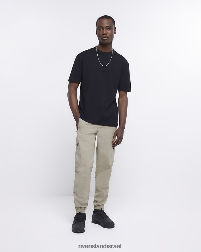 לבוש River Island חולצת טריקו בכושר רגיל שָׁחוֹר גברים BDZ4082657