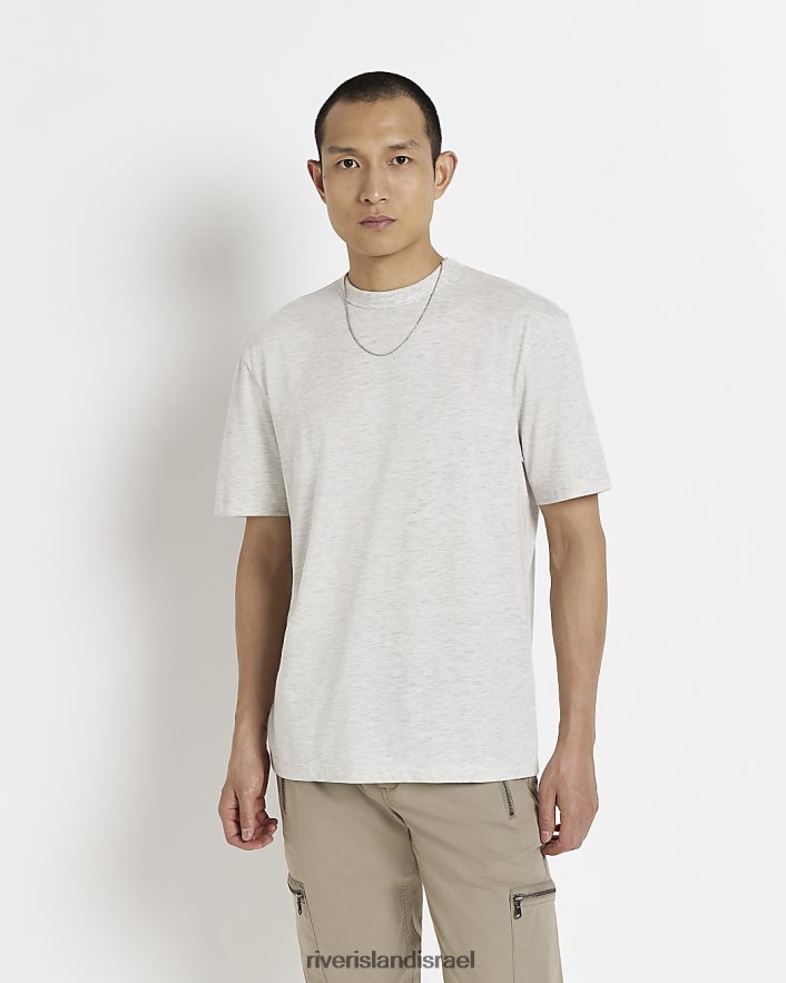 לבוש River Island חולצת טריקו בכושר רגיל אפור גברים BDZ4082659