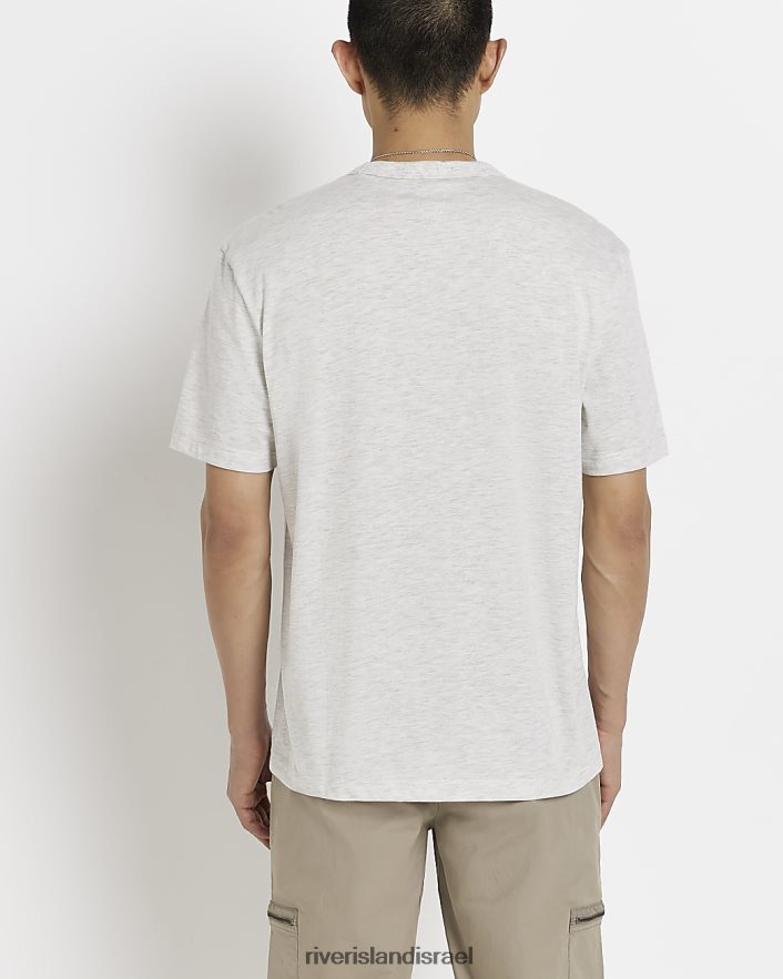 לבוש River Island חולצת טריקו בכושר רגיל אפור גברים BDZ4082659