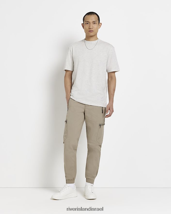 לבוש River Island חולצת טריקו בכושר רגיל אפור גברים BDZ4082659