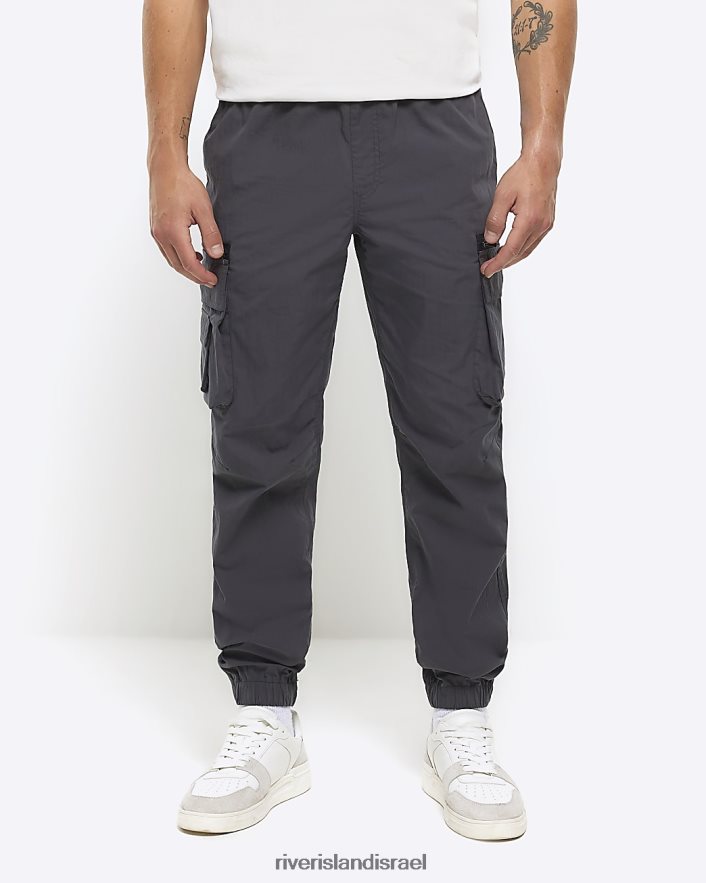 לבוש River Island מכנסי מטען בכושר רגיל אפור כהה גברים BDZ4082670