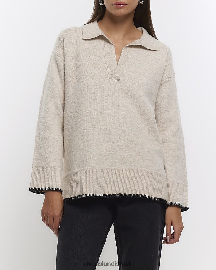 לבוש River Island מגשר עם צווארון בז' נשים BDZ408268
