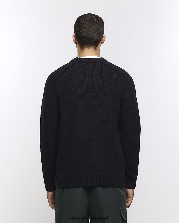 לבוש River Island מגשר תערובת צמר בהתאמה רגילה שָׁחוֹר גברים BDZ4082685