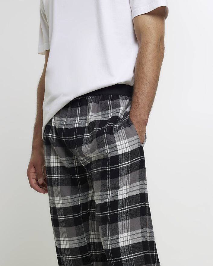 לבוש River Island סט טרקלין מכנסיים וחולצות טי שָׁחוֹר גברים BDZ4082688