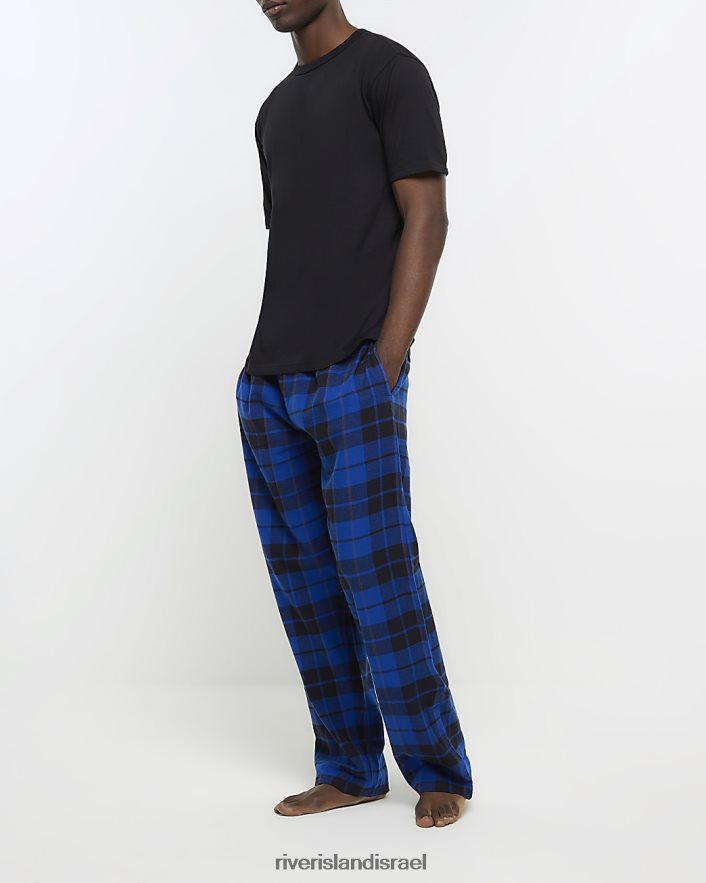 לבוש River Island סט טרקלין מכנסיים וחולצות טי כְּחוֹל גברים BDZ4082689