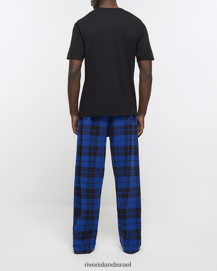 לבוש River Island סט טרקלין מכנסיים וחולצות טי כְּחוֹל גברים BDZ4082689