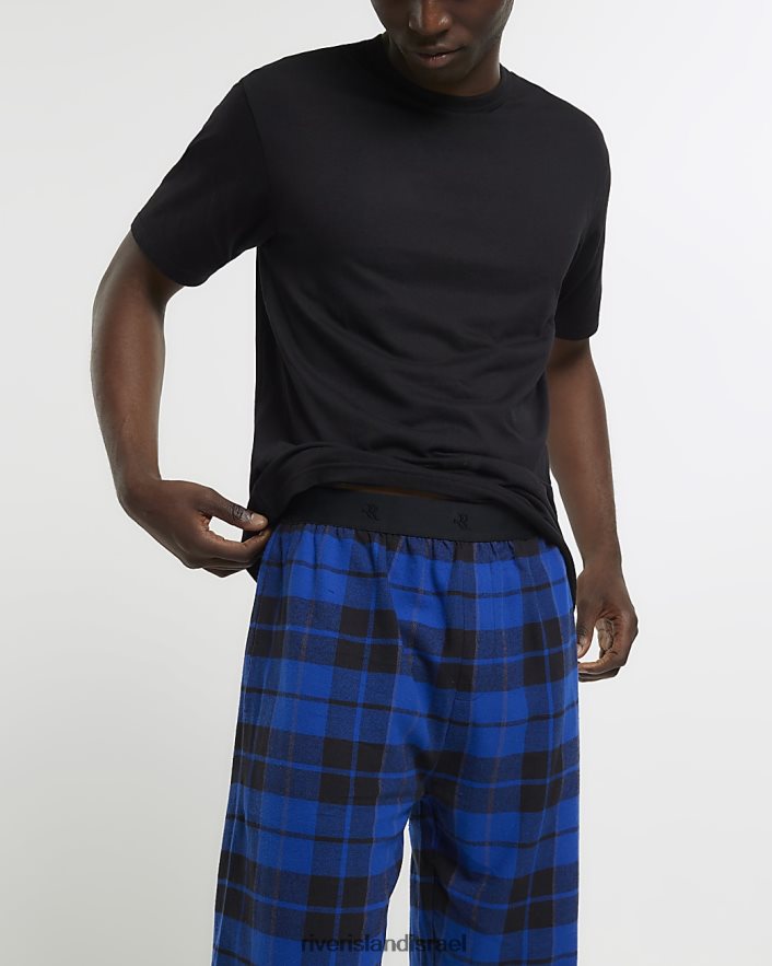 לבוש River Island סט טרקלין מכנסיים וחולצות טי כְּחוֹל גברים BDZ4082689