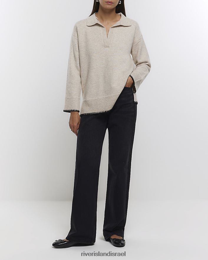 לבוש River Island מגשר עם צווארון בז' נשים BDZ408268