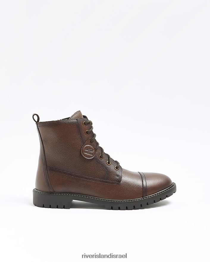 הַנעָלָה River Island מגפי קרב מעור חום גברים BDZ4082694