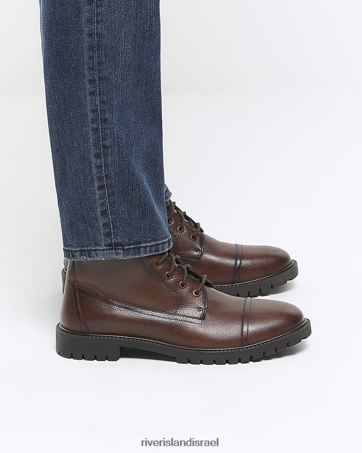 הַנעָלָה River Island מגפי קרב מעור חום גברים BDZ4082694