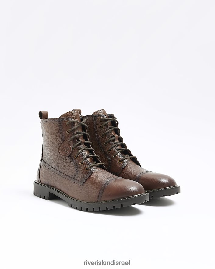 הַנעָלָה River Island מגפי קרב מעור חום גברים BDZ4082694
