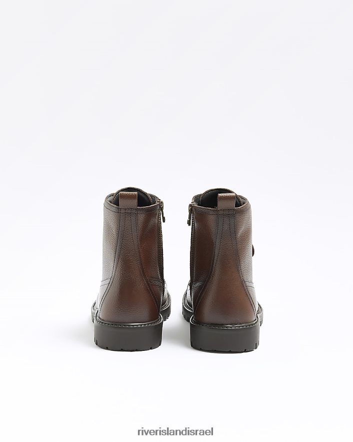 הַנעָלָה River Island מגפי קרב מעור חום גברים BDZ4082694