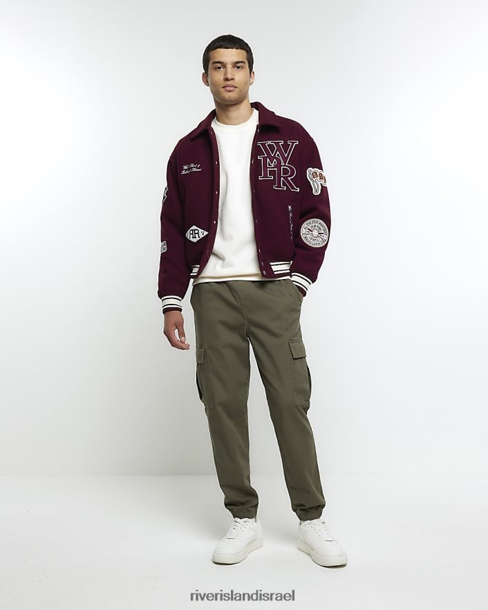 לבוש River Island ז'קט בומבר בכושר רגיל אָדוֹם גברים BDZ4082698