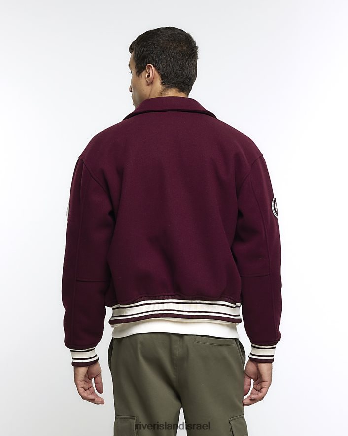 לבוש River Island ז'קט בומבר בכושר רגיל אָדוֹם גברים BDZ4082698