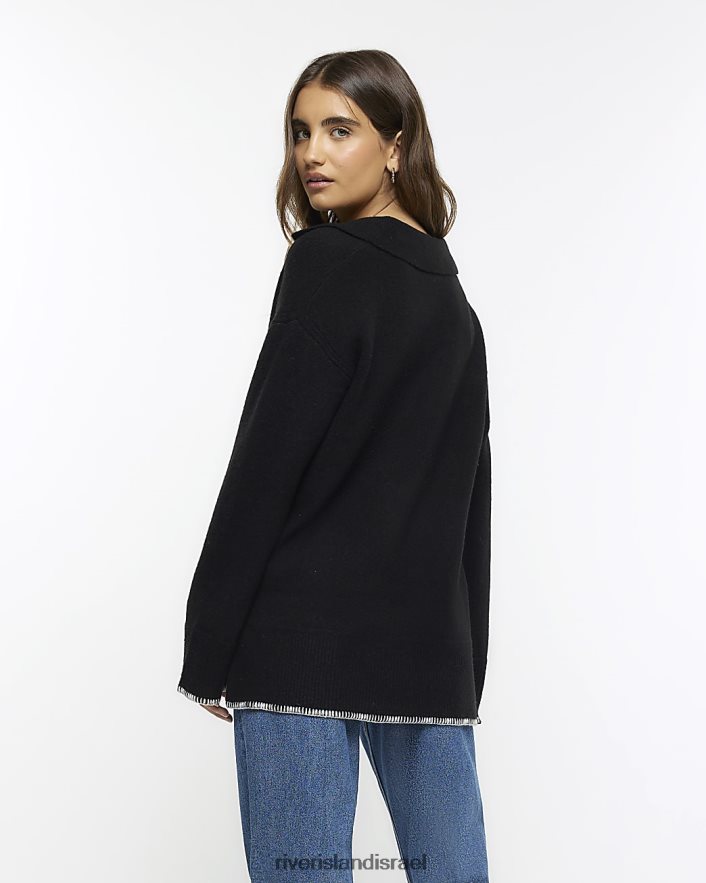 לבוש River Island מגשר נעים עם צווארון שָׁחוֹר נשים BDZ408269