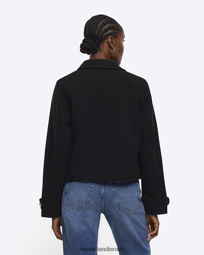 לבוש River Island ז'קט קרופ מכופתרת שָׁחוֹר נשים BDZ40826